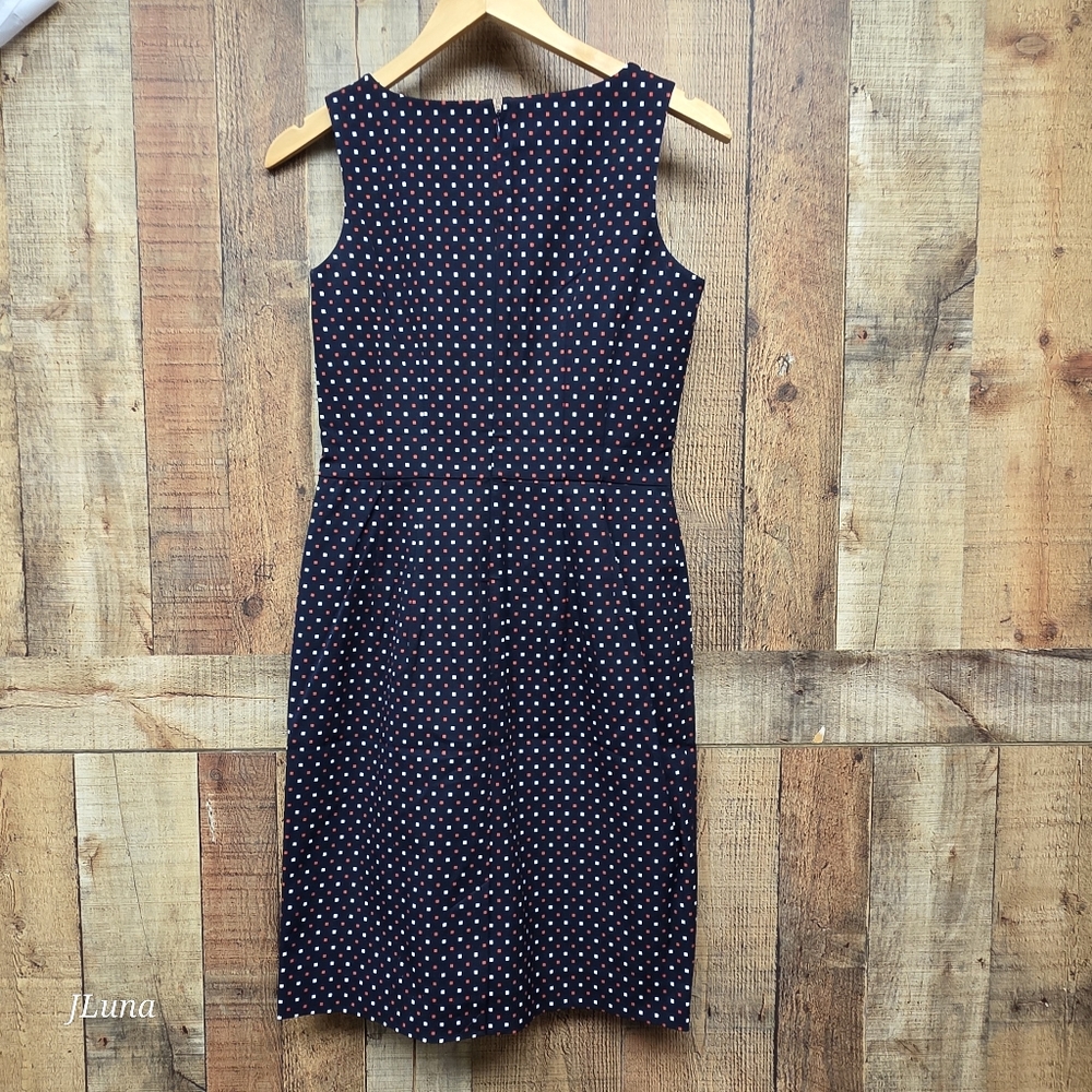 Tommy Hilfiger Womens Sheath Dress Sleeveless Navy Red White Polka Dots Size 2 - Picture 2 of 11